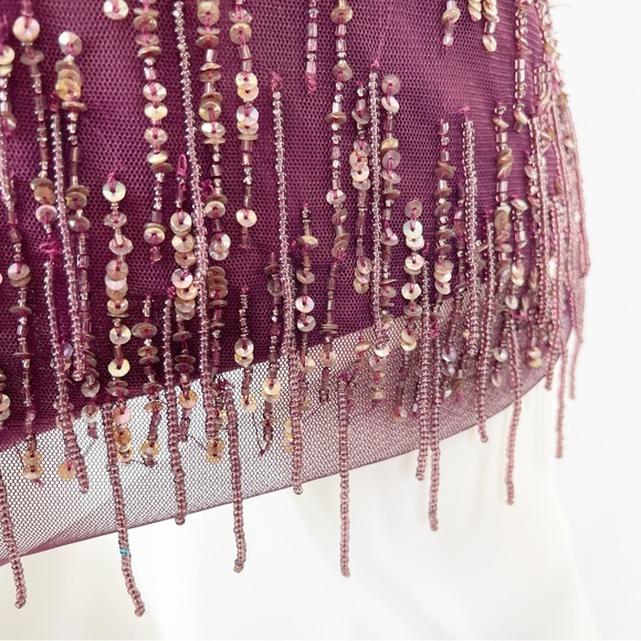 Adrianna Papell Dress Size 4 Midi Beaded Flapper Whimsigoth Dark Fairycore - Picture 6 of 13